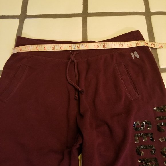 Victoria's Secret Two Piece Sequin Maroon Sweatshirt and Bootcut Sweatpant - Picture 11 of 14
